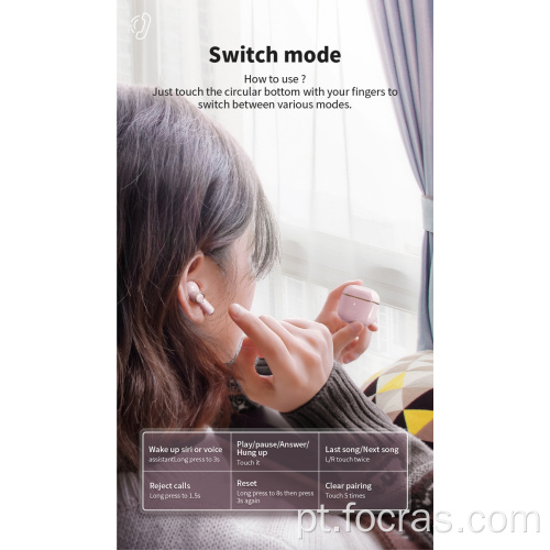 Fones de ouvido sem fio Bluetooth 5.0 emparelhamento automático